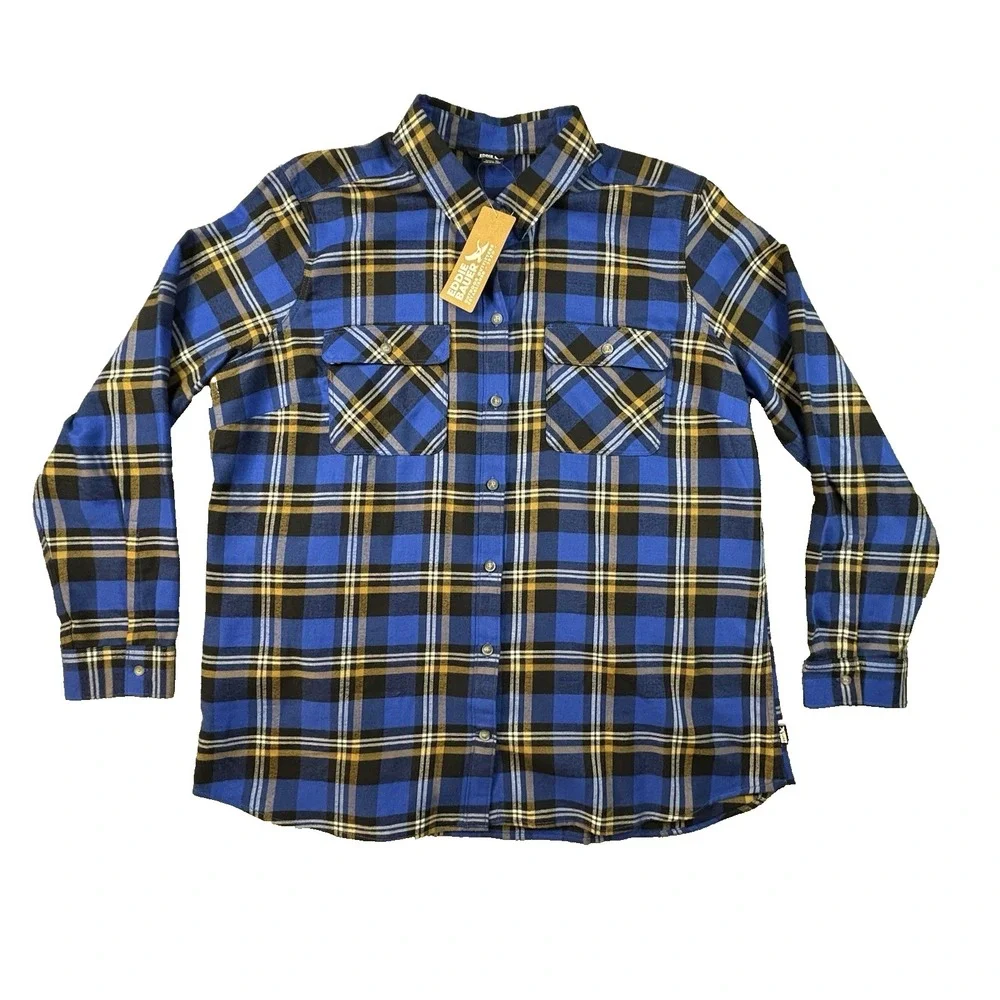 Eddie Bauer Women's‎ XL NWT Multicolor LS Plaid Flannel Tencel Blend SEE DESC